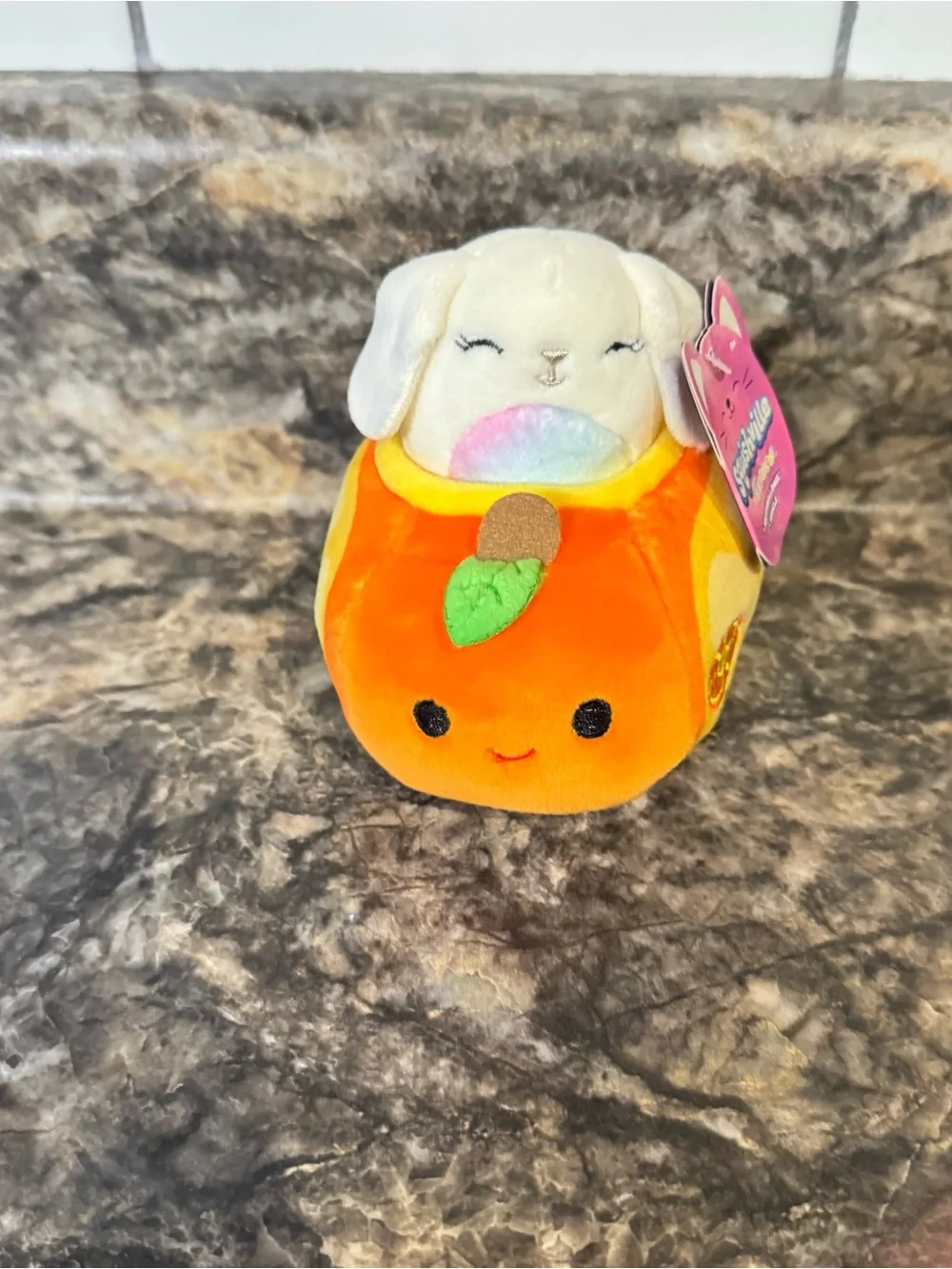 Squishmallows Orange and White Fruit Bunny Plush - Picture 2 of 4